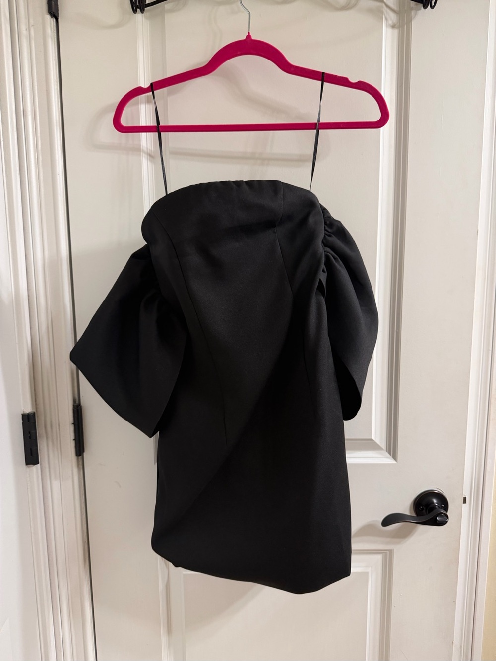 Off-Shoulder Black Mini Dress with Statement Sleeves